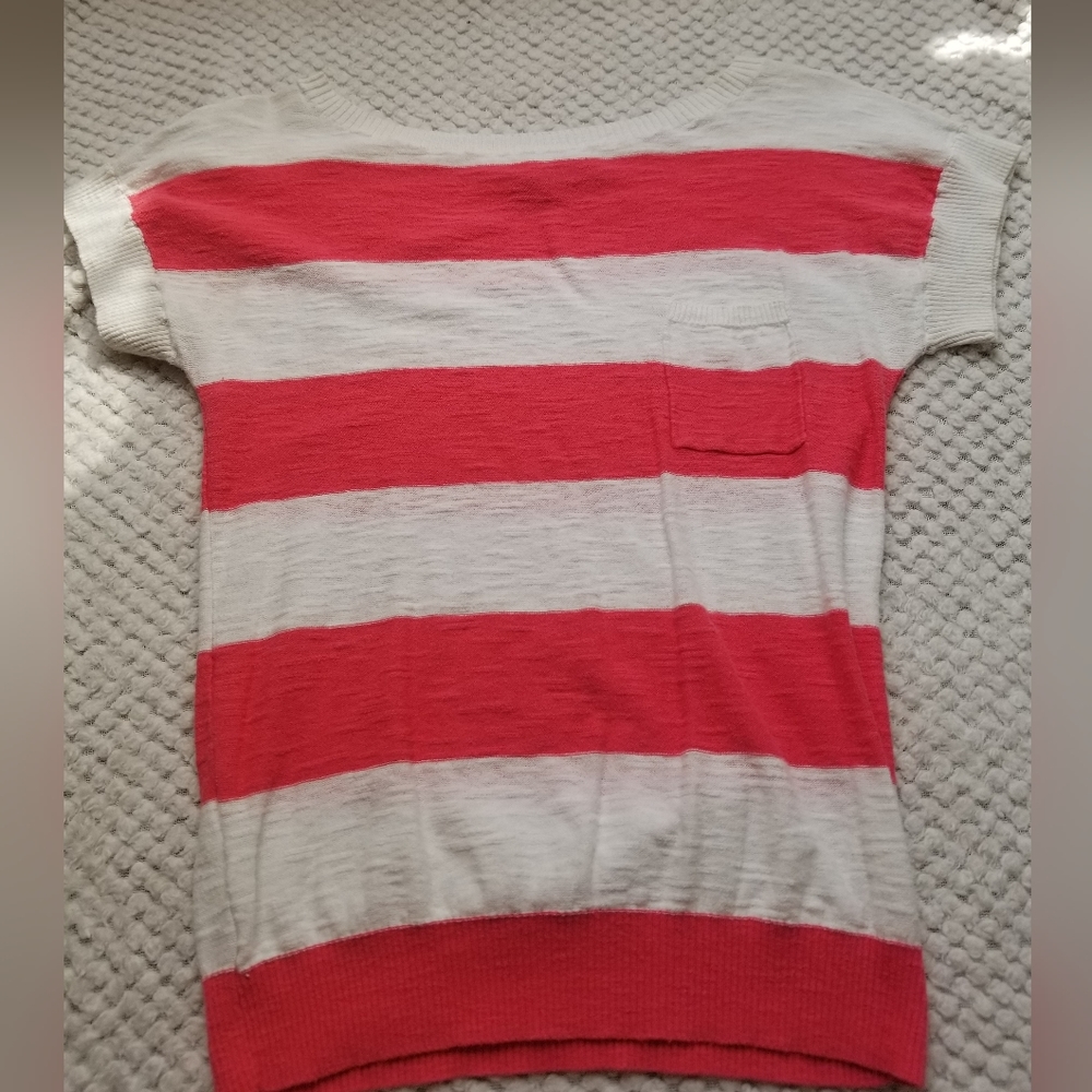 XS Wide-neck Red/White Striped T-Shirt